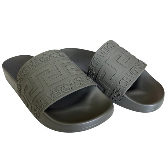 Versace 1006272 Men\'s Rubber Greca Gomma Pool Slide, sizes 41 main image 4